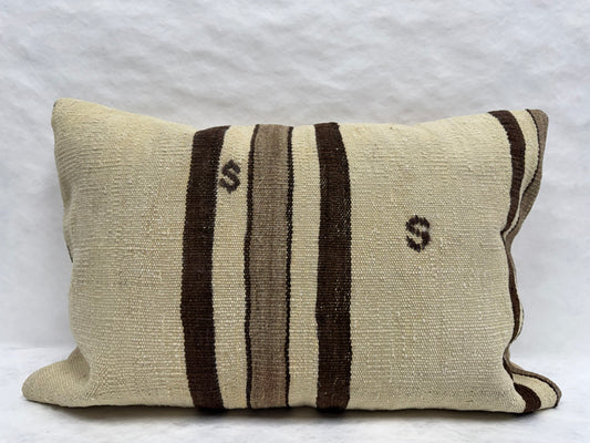 Turkish Hemp Pillow Cushion Natural Brown Beige Pillow Cushion Cover 16" x 24" #30284