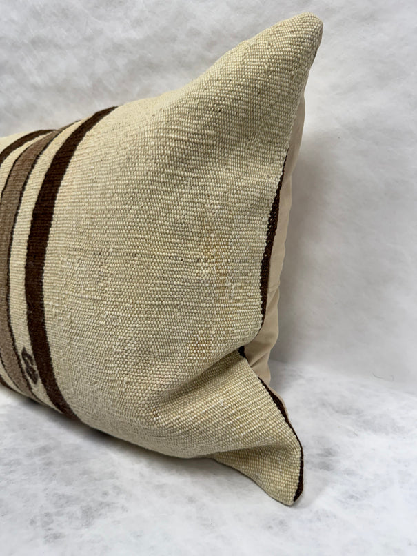 Turkish Hemp Pillow Cushion Natural Brown Beige Pillow Cushion Cover 16" x 24" #30284
