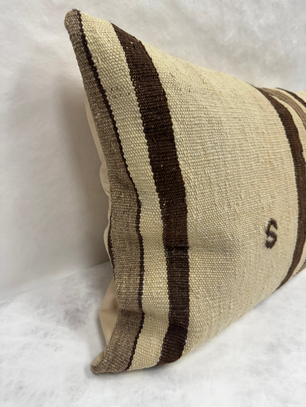 Turkish Hemp Pillow Cushion Natural Brown Beige Pillow Cushion Cover 16" x 24" #30284