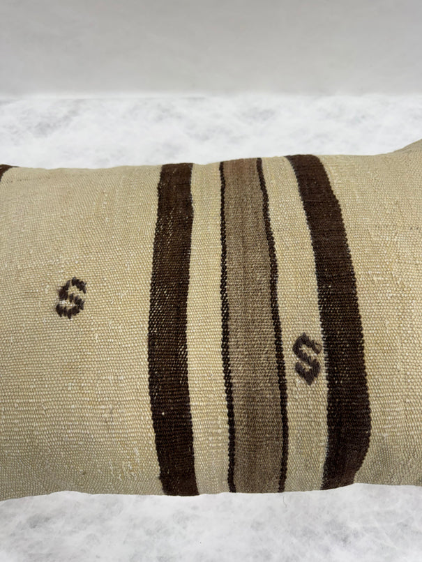 Turkish Hemp Pillow Cushion Natural Brown Beige Pillow Cushion Cover 16" x 24" #30284
