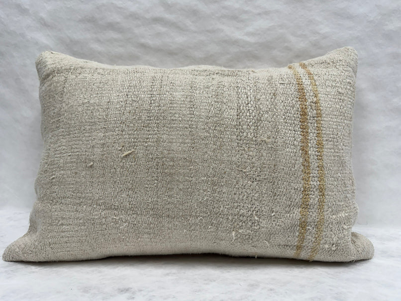 Turkish Hemp Pillow Cushion Natural Cream Brown Pillow Cushion Cover 16" x 24" #30283