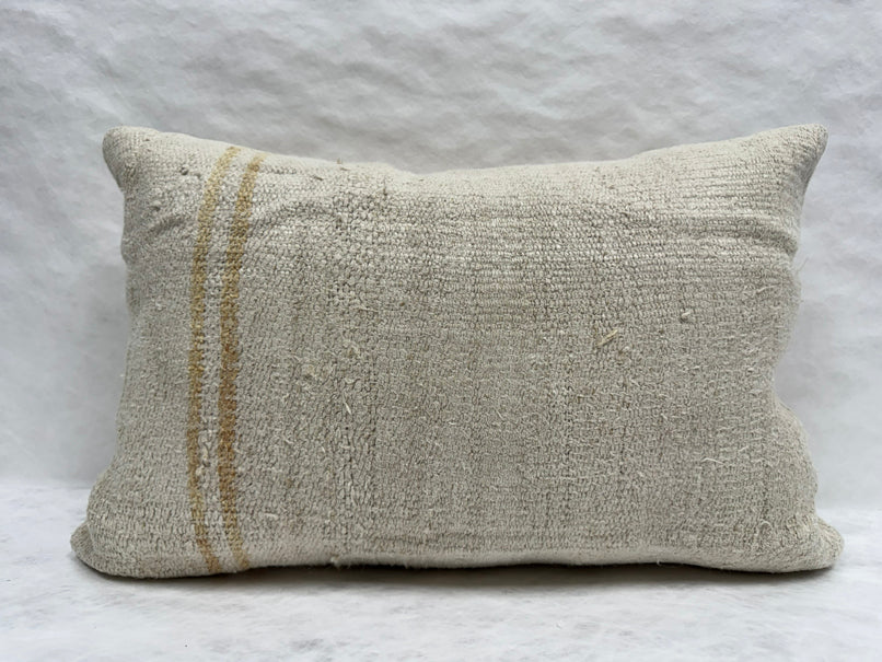 Turkish Hemp Pillow Cushion Natural Cream Brown Pillow Cushion Cover 16" x 24" #30283