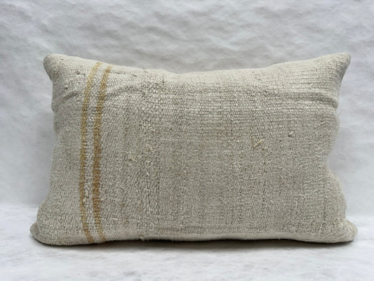 Turkish Hemp Pillow Cushion Natural Cream Brown Pillow Cushion Cover 16" x 24" #30283
