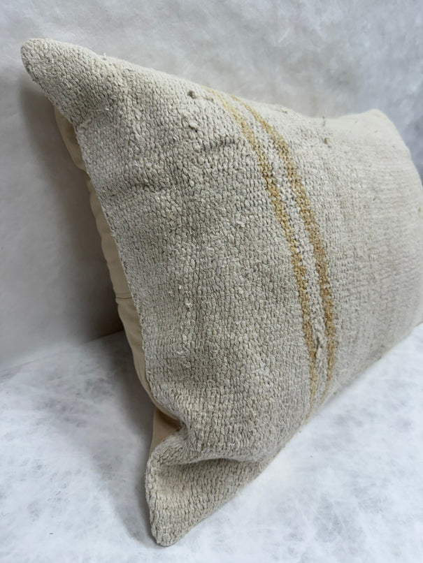Turkish Hemp Pillow Cushion Natural Cream Brown Pillow Cushion Cover 16" x 24" #30283