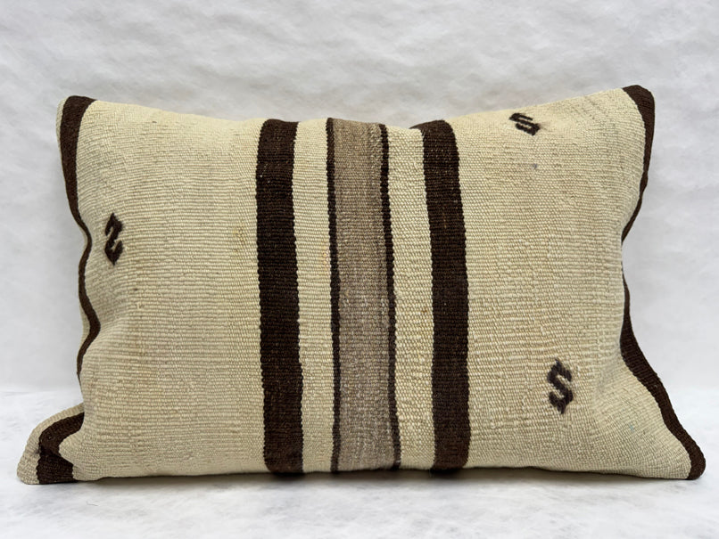 Turkish Hemp Pillow Cushion Natural Beige Brown Pillow Cushion Cover 16" x 24" #30275