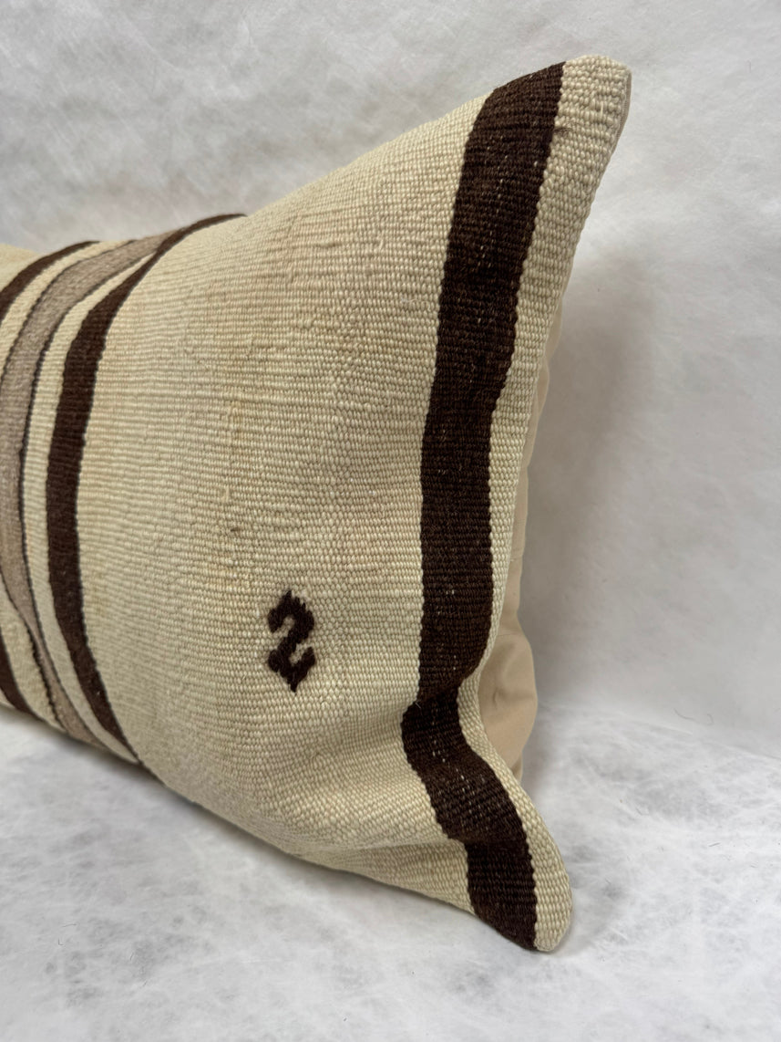 Turkish Hemp Pillow Cushion Natural Beige Brown Pillow Cushion Cover 16" x 24" #30275