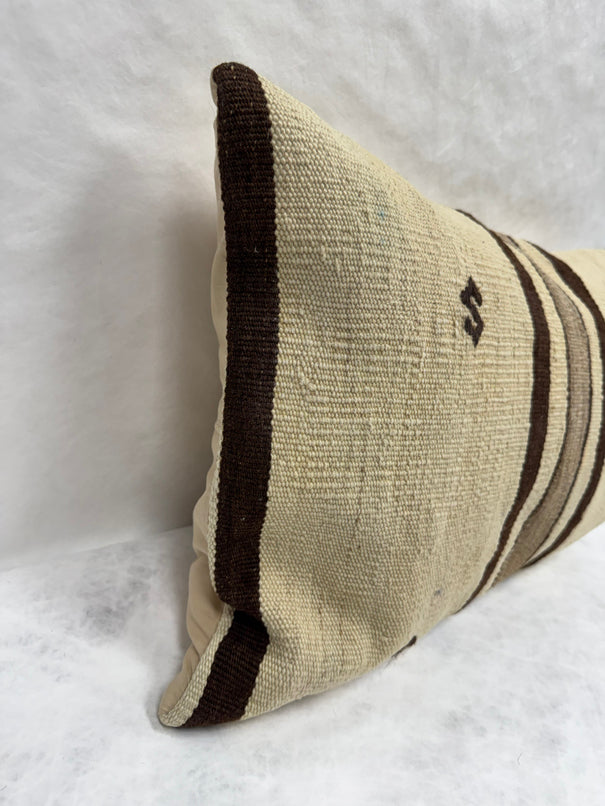Turkish Hemp Pillow Cushion Natural Beige Brown Pillow Cushion Cover 16" x 24" #30275