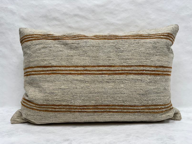 Turkish Hemp Pillow Cushion Natural Rust Brown Beige Gray Pillow Cushion Cover 16" x 24" #30282