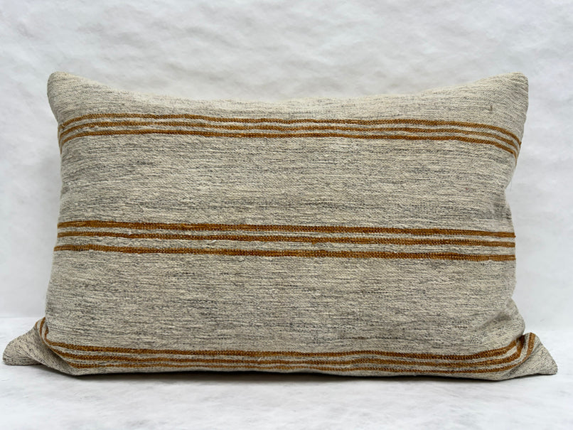 Turkish Hemp Pillow Cushion Natural Rust Brown Beige Gray Pillow Cushion Cover 16" x 24" #30282