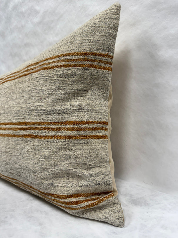 Turkish Hemp Pillow Cushion Natural Rust Brown Beige Gray Pillow Cushion Cover 16" x 24" #30282
