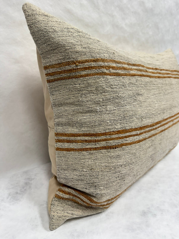 Turkish Hemp Pillow Cushion Natural Rust Brown Beige Gray Pillow Cushion Cover 16" x 24" #30282