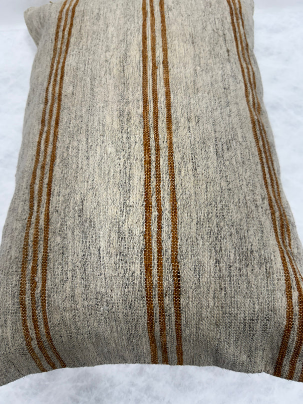 Turkish Hemp Pillow Cushion Natural Rust Brown Beige Gray Pillow Cushion Cover 16" x 24" #30282