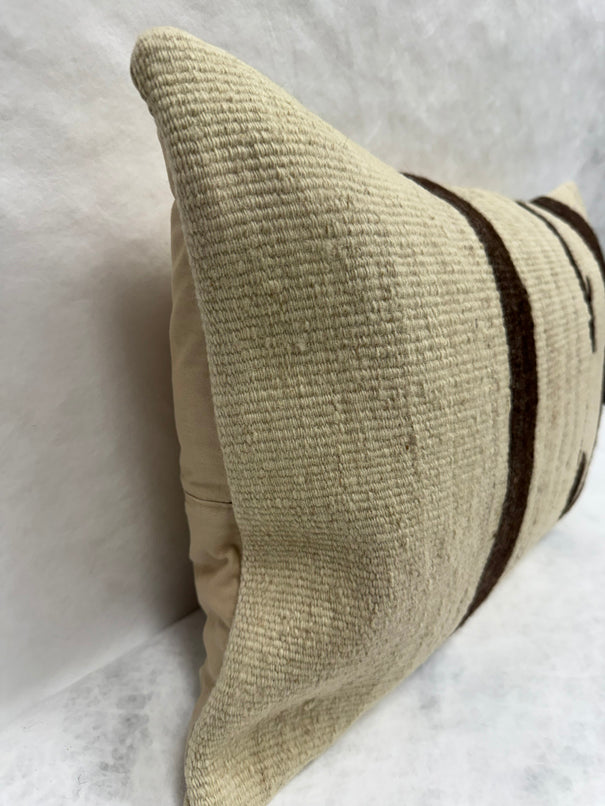 Turkish Hemp Pillow Cushion Natural Rust Brown Beige Pillow Cushion Cover 16" x 24" #30221