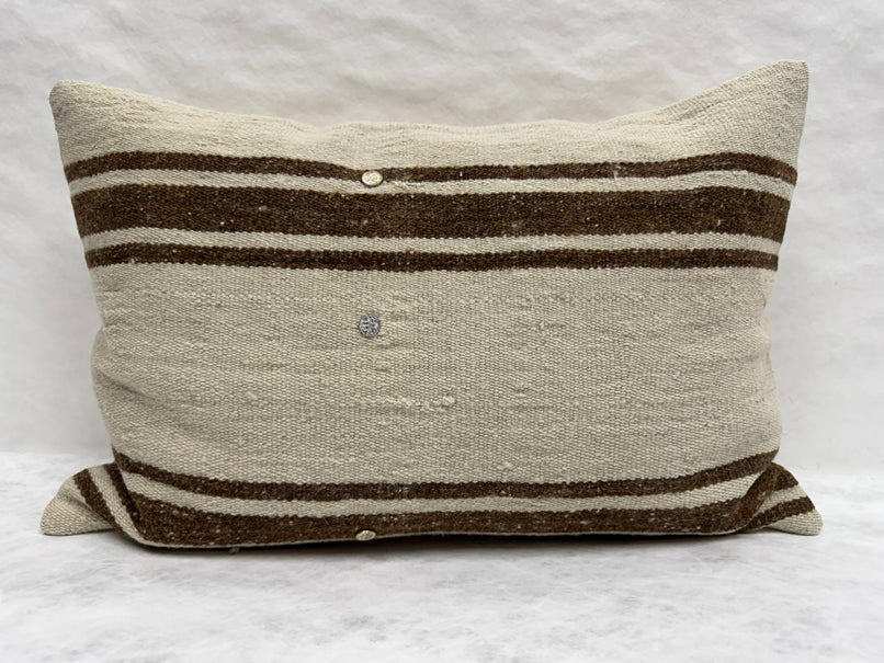 Turkish Hemp Pillow Cushion Natural Beige Brown Pillow Cushion Cover 16" x 24" #30230