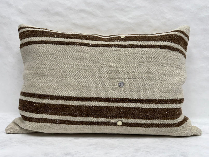 Turkish Hemp Pillow Cushion Natural Beige Brown Pillow Cushion Cover 16" x 24" #30230