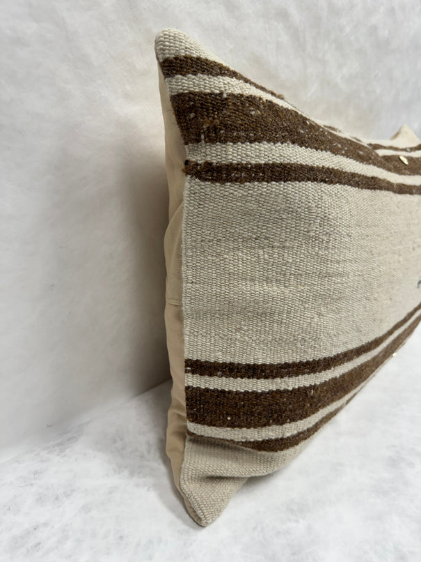 Turkish Hemp Pillow Cushion Natural Beige Brown Pillow Cushion Cover 16" x 24" #30230