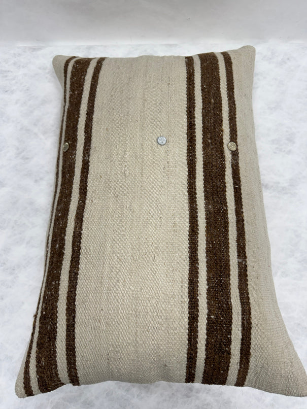 Turkish Hemp Pillow Cushion Natural Beige Brown Pillow Cushion Cover 16" x 24" #30230