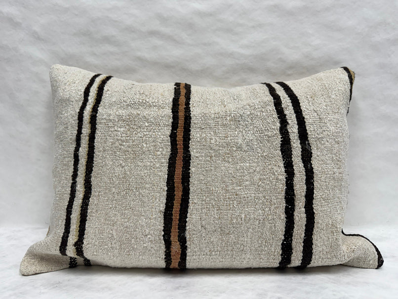 Turkish Hemp Pillow Cushion Natural Beige Brown Black Pillow Cushion Cover 16" x 24" #30239