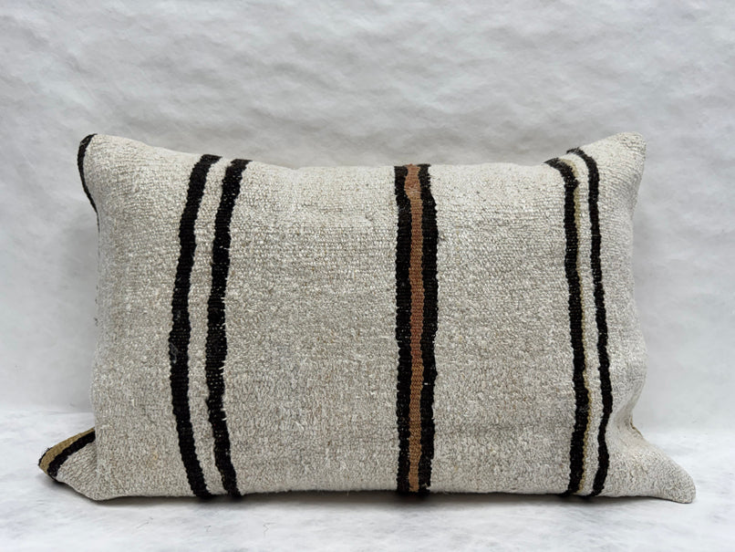 Turkish Hemp Pillow Cushion Natural Beige Brown Black Pillow Cushion Cover 16" x 24" #30239