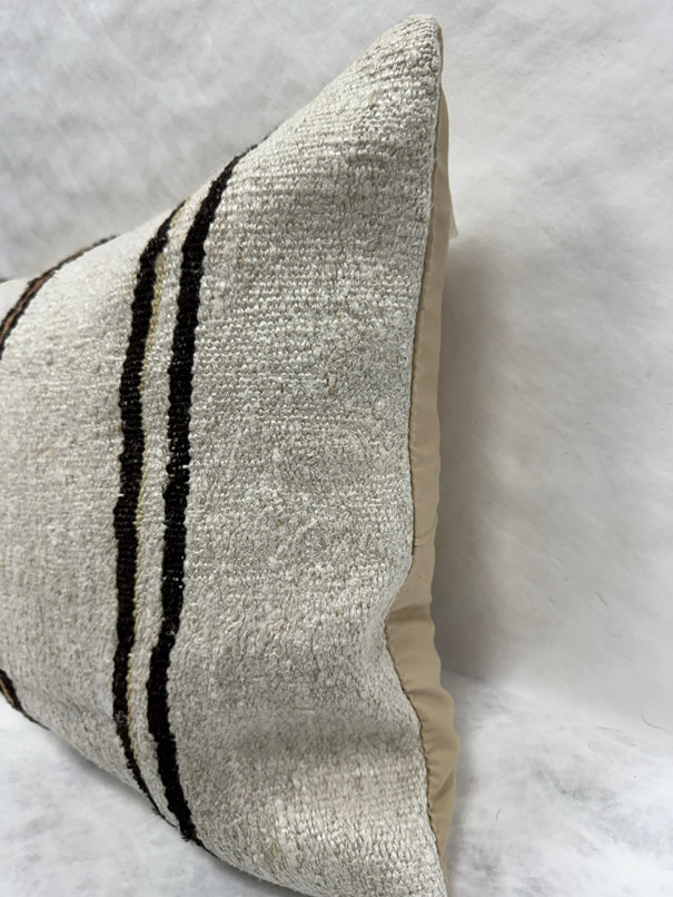 Turkish Hemp Pillow Cushion Natural Beige Brown Black Pillow Cushion Cover 16" x 24" #30239