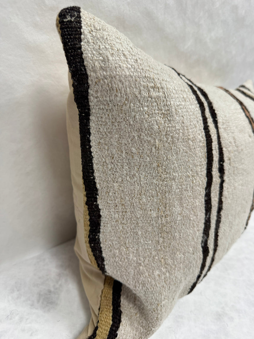 Turkish Hemp Pillow Cushion Natural Beige Brown Black Pillow Cushion Cover 16" x 24" #30239