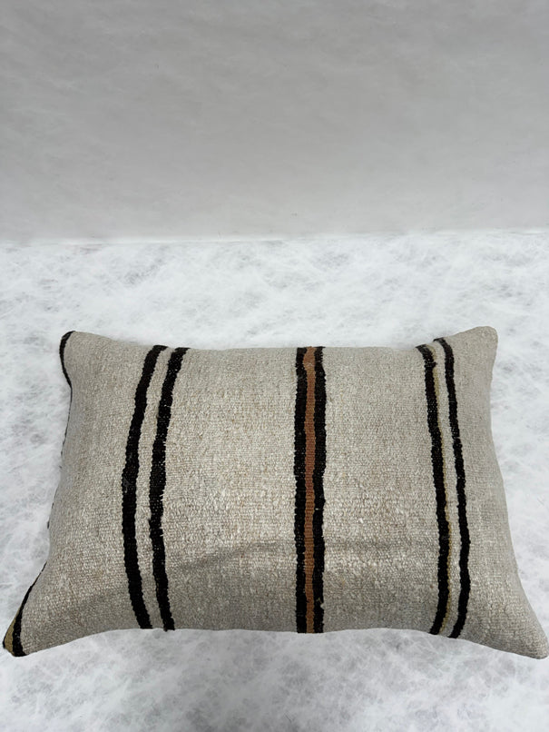 Turkish Hemp Pillow Cushion Natural Beige Brown Black Pillow Cushion Cover 16" x 24" #30239