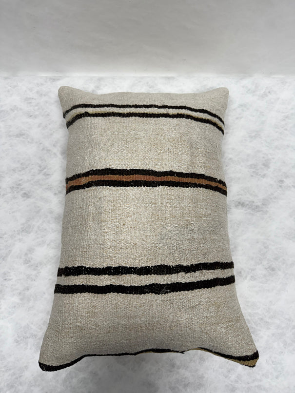 Turkish Hemp Pillow Cushion Natural Beige Brown Black Pillow Cushion Cover 16" x 24" #30239