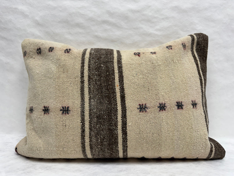 Turkish Hemp Pillow Cushion Natural Beige Brown Pillow Cushion Cover 16" x 24" #30278