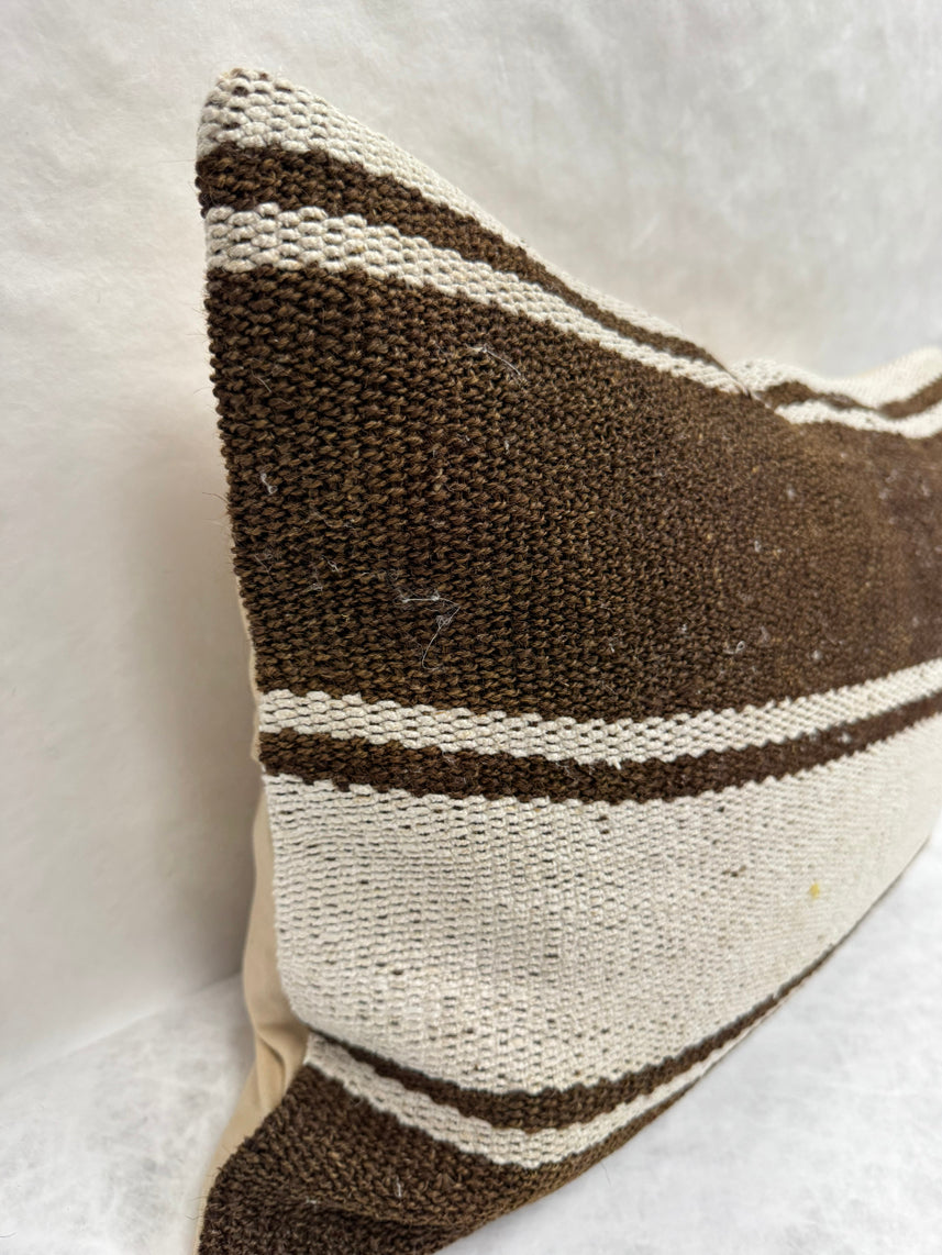 Turkish Hemp Pillow Cushion Natural Beige Brown Pillow Cushion Cover 16" x 24" #30231