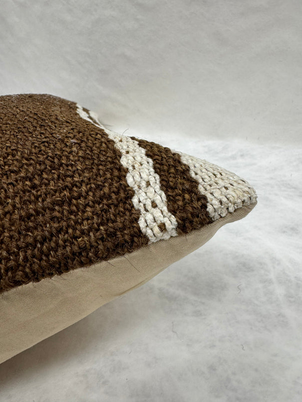 Turkish Hemp Pillow Cushion Natural Beige Brown Pillow Cushion Cover 16" x 24" #30231