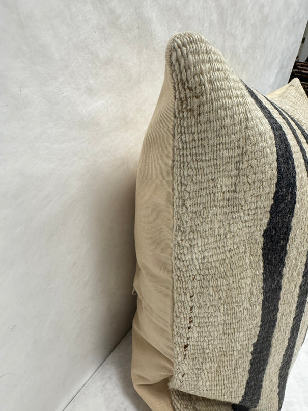 Turkish Hemp Pillow Cushion Natural Beige Brown Pillow Cushion Cover 16" x 24" #30232