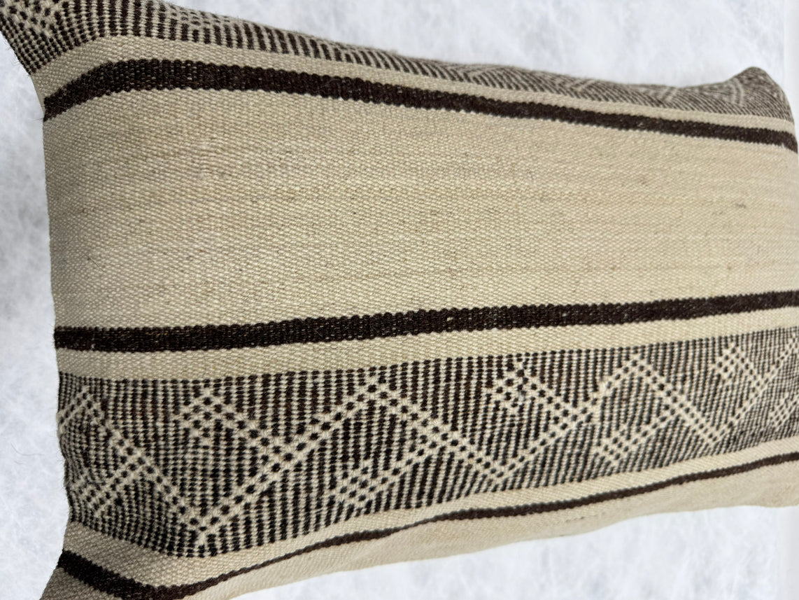 Turkish Hemp Pillow Cushion Natural Beige Brown Pillow Cushion Cover 16" x 24" #30225