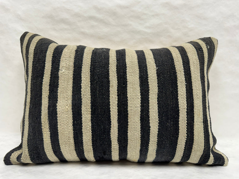 Turkish Hemp Pillow Cushion Natural Beige Black Pillow Cushion Cover 16" x 24" #30241