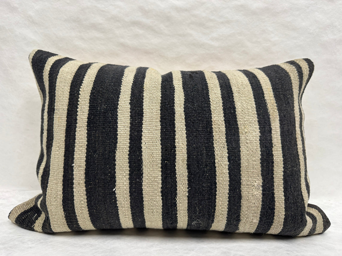 Turkish Hemp Pillow Cushion Natural Beige Black Pillow Cushion Cover 16" x 24" #30241