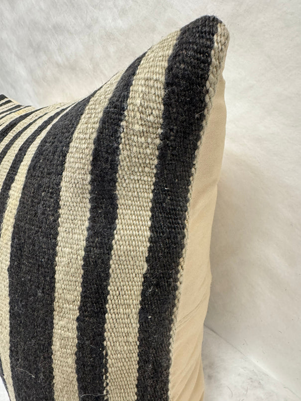 Turkish Hemp Pillow Cushion Natural Beige Black Pillow Cushion Cover 16" x 24" #30241
