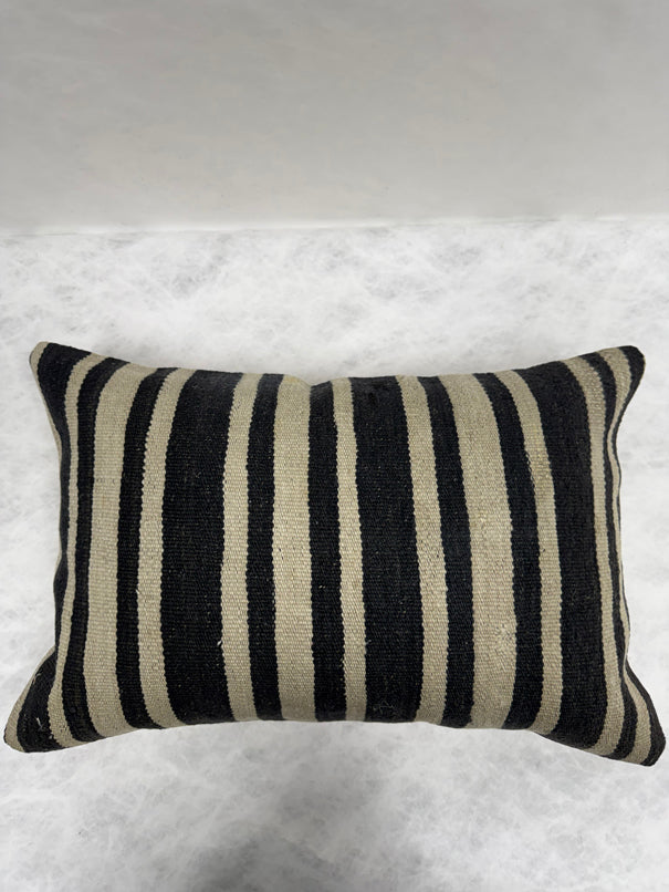 Turkish Hemp Pillow Cushion Natural Beige Black Pillow Cushion Cover 16" x 24" #30241