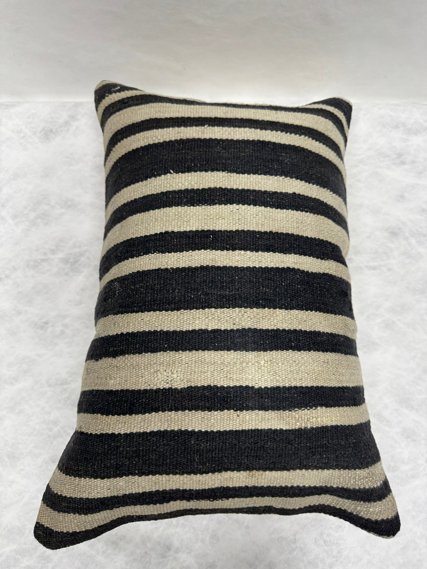 Turkish Hemp Pillow Cushion Natural Beige Black Pillow Cushion Cover 16" x 24" #30241