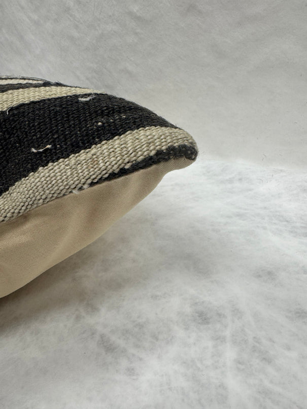 Turkish Hemp Pillow Cushion Natural Beige Black Pillow Cushion Cover 16" x 24" #30241