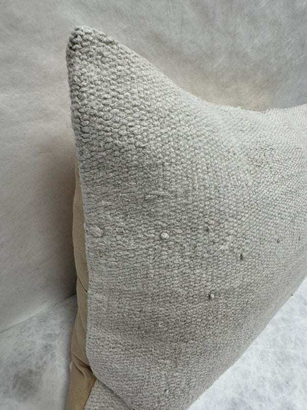 Turkish Hemp Pillow Cushion Natural Cream Gray Pillow Cushion Cover 16" x 24" #30243