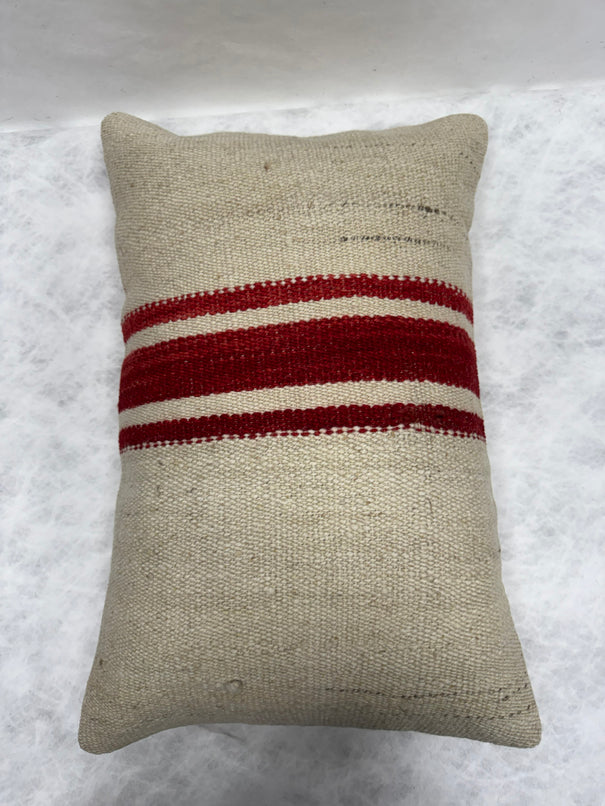 Turkish Hemp Pillow Cushion Natural Beige Red Pillow Cushion Cover 16" x 24" #30234