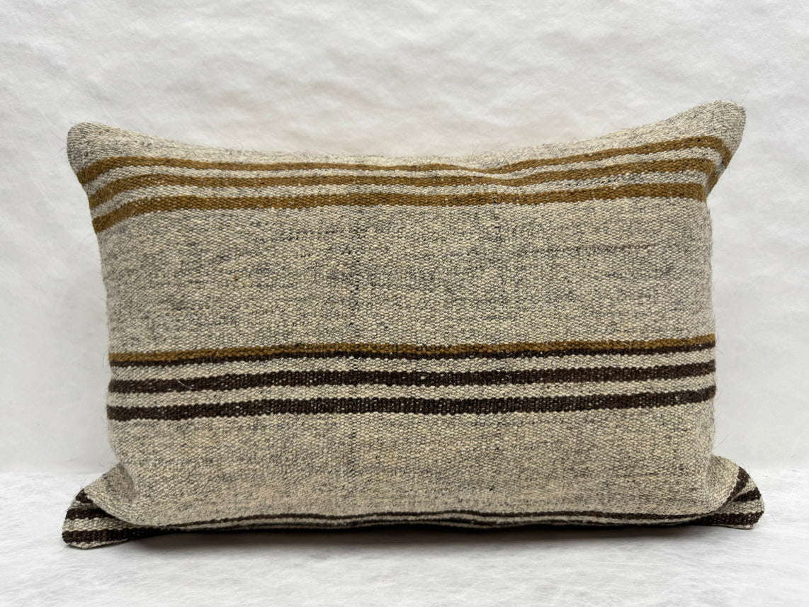 Turkish Hemp Pillow Cushion Natural Beige Brown Black Pillow Cushion Cover 16" x 24" #30245