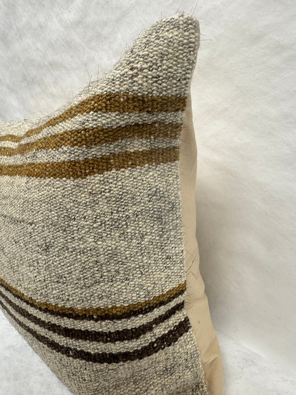Turkish Hemp Pillow Cushion Natural Beige Brown Black Pillow Cushion Cover 16" x 24" #30245