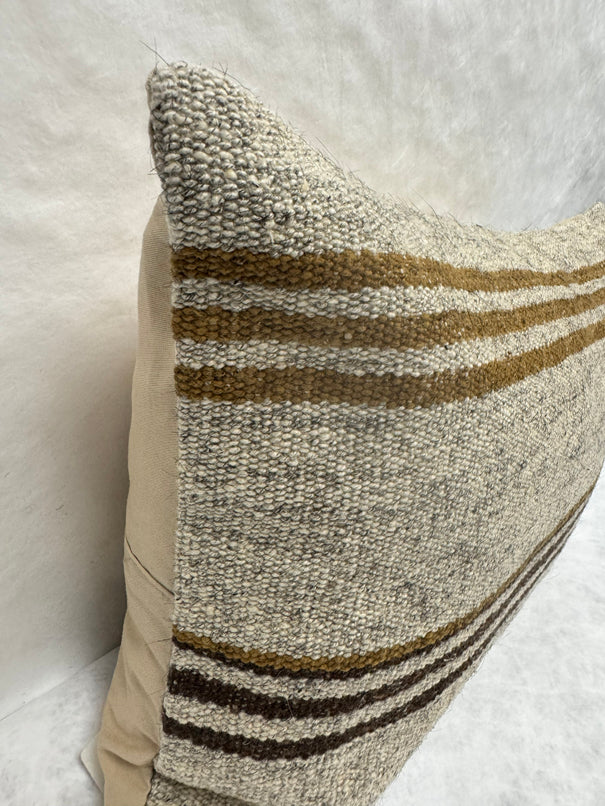 Turkish Hemp Pillow Cushion Natural Beige Brown Black Pillow Cushion Cover 16" x 24" #30245