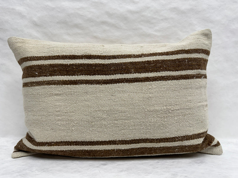 Turkish Hemp Pillow Cushion Natural Beige Brown Pillow Cushion Cover 16" x 24" #30237