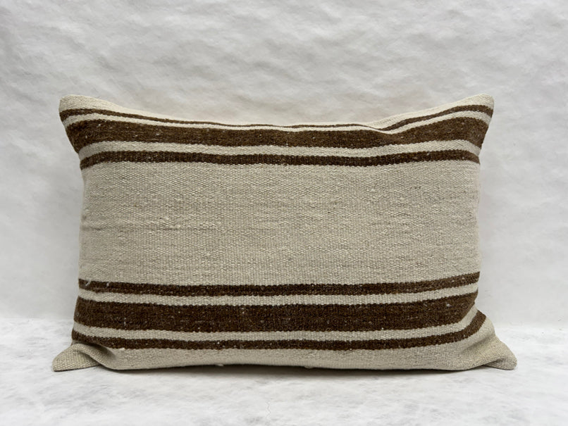 Turkish Hemp Pillow Cushion Natural Beige Brown Pillow Cushion Cover 16" x 24" #30237