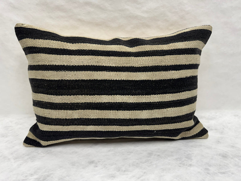 Turkish Hemp Pillow Cushion Natural Beige Black Pillow Cushion Cover 16" x 24" #30266