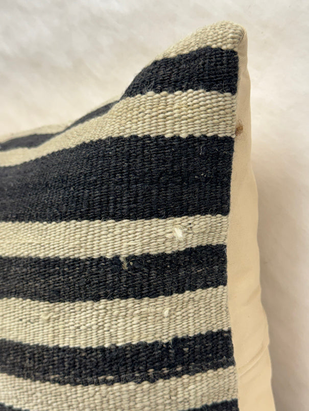 Turkish Hemp Pillow Cushion Natural Beige Black Pillow Cushion Cover 16" x 24" #30266