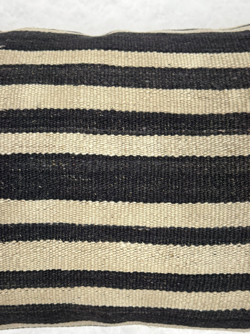 Turkish Hemp Pillow Cushion Natural Beige Black Pillow Cushion Cover 16" x 24" #30266