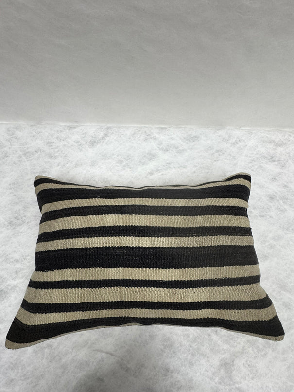 Turkish Hemp Pillow Cushion Natural Beige Black Pillow Cushion Cover 16" x 24" #30266