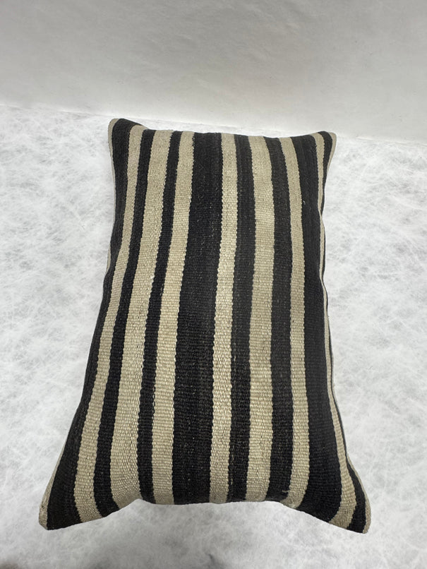 Turkish Hemp Pillow Cushion Natural Beige Black Pillow Cushion Cover 16" x 24" #30266